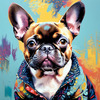 Expressive Art of a French Bulldog with Soulful Eyes in Pastels