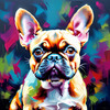 Expressive Art of a French Bulldog with Soulful Eyes in Pastels