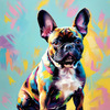 Expressive Art of a French Bulldog with Soulful Eyes in Pastels