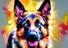 Expressive German Shepherd Dog Artwork with Intense Eyes