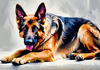 Expressive German Shepherd Dog Artwork with Intense Eyes