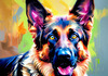 Expressive German Shepherd Dog Artwork with Intense Eyes