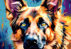 Expressive German Shepherd Dog Artwork with Intense Eyes