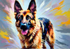 Expressive German Shepherd Dog Artwork with Intense Eyes