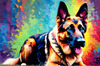 Expressive German Shepherd Dog Artwork with Intense Eyes