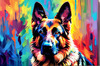 Expressive German Shepherd Dog Artwork with Intense Eyes