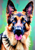 Expressive German Shepherd Dog Artwork with Intense Eyes
