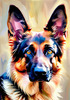 Expressive German Shepherd Dog Artwork with Intense Eyes