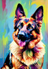 Expressive German Shepherd Dog Artwork with Intense Eyes