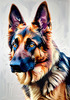 Expressive German Shepherd Dog Artwork with Intense Eyes