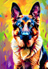 Expressive German Shepherd Dog Artwork with Intense Eyes