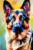 Expressive German Shepherd Dog Artwork with Intense Eyes