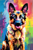 Expressive German Shepherd Dog Artwork with Intense Eyes