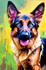 Expressive German Shepherd Dog Artwork with Intense Eyes