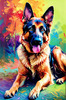 Expressive German Shepherd Dog Artwork with Intense Eyes