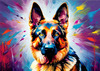 Expressive German Shepherd Dog Artwork with Intense Eyes