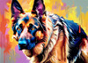 Expressive German Shepherd Dog Artwork with Intense Eyes