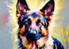 Expressive German Shepherd Dog Artwork with Intense Eyes