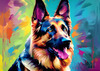 Expressive German Shepherd Dog Artwork with Intense Eyes