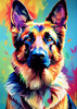 Expressive German Shepherd Dog Artwork with Intense Eyes