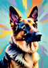 Expressive German Shepherd Dog Artwork with Intense Eyes