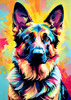 Expressive German Shepherd Dog Artwork with Intense Eyes