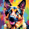Expressive German Shepherd Dog Artwork with Intense Eyes
