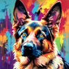 Expressive German Shepherd Dog Artwork with Intense Eyes
