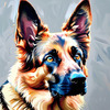 Expressive German Shepherd Dog Artwork with Intense Eyes