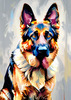 Expressive German Shepherd Dog Artwork with Intense Eyes
