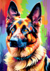 Expressive German Shepherd Dog Artwork with Intense Eyes