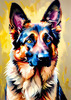 Expressive German Shepherd Dog Artwork with Intense Eyes