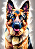 Expressive German Shepherd Dog Artwork with Intense Eyes