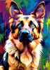 Expressive German Shepherd Dog Artwork with Intense Eyes