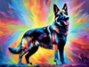 Expressive German Shepherd Dog Artwork with Intense Eyes