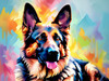 Expressive German Shepherd Dog Artwork with Intense Eyes