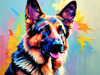 Expressive German Shepherd Dog Artwork with Intense Eyes