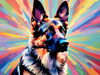 Expressive German Shepherd Dog Artwork with Intense Eyes