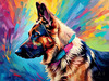 Expressive German Shepherd Dog Artwork with Intense Eyes