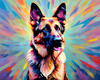 Expressive German Shepherd Dog Artwork with Intense Eyes