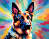 Expressive German Shepherd Dog Artwork with Intense Eyes