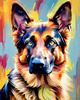 Expressive German Shepherd Dog Artwork with Intense Eyes