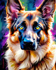 Expressive German Shepherd Dog Artwork with Intense Eyes