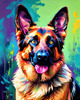 Expressive German Shepherd Dog Artwork with Intense Eyes