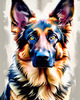 Expressive German Shepherd Dog Artwork with Intense Eyes