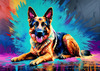 Expressive German Shepherd Dog Artwork with Intense Eyes