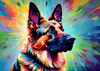 Expressive German Shepherd Dog Artwork with Intense Eyes