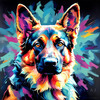 Expressive German Shepherd Dog Artwork with Intense Eyes
