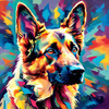 Expressive German Shepherd Dog Artwork with Intense Eyes