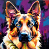 Expressive German Shepherd Dog Artwork with Intense Eyes